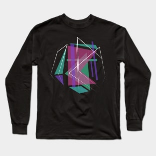 Pink Geometric triangles pattern pastel Long Sleeve T-Shirt